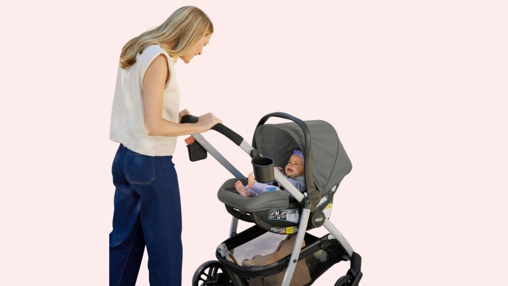 Versatile and safe, the Graco Modes Pramette Travel System offers 3-in-1 convenience with stroller, pramette, and SnugRide car seat for newborns.